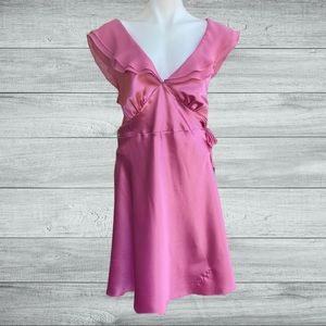 Torrid Pink Silky Blouse/Tunic w Floaty Cap Sleeves and Waist Bow Size: 2X/2T